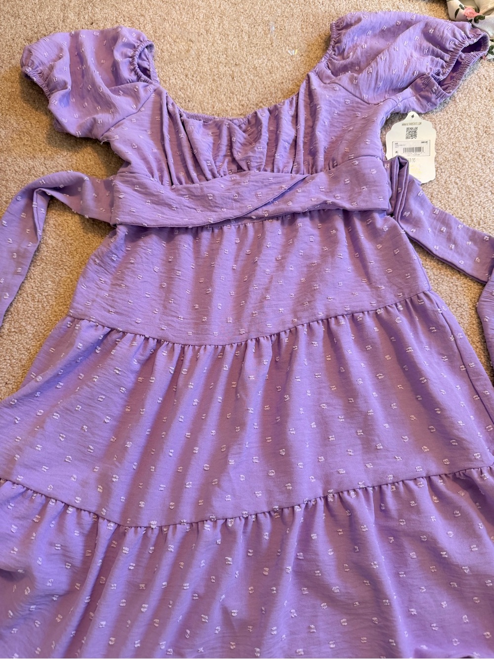 Altar'd State Lavender Textured Tie-Waist Dress